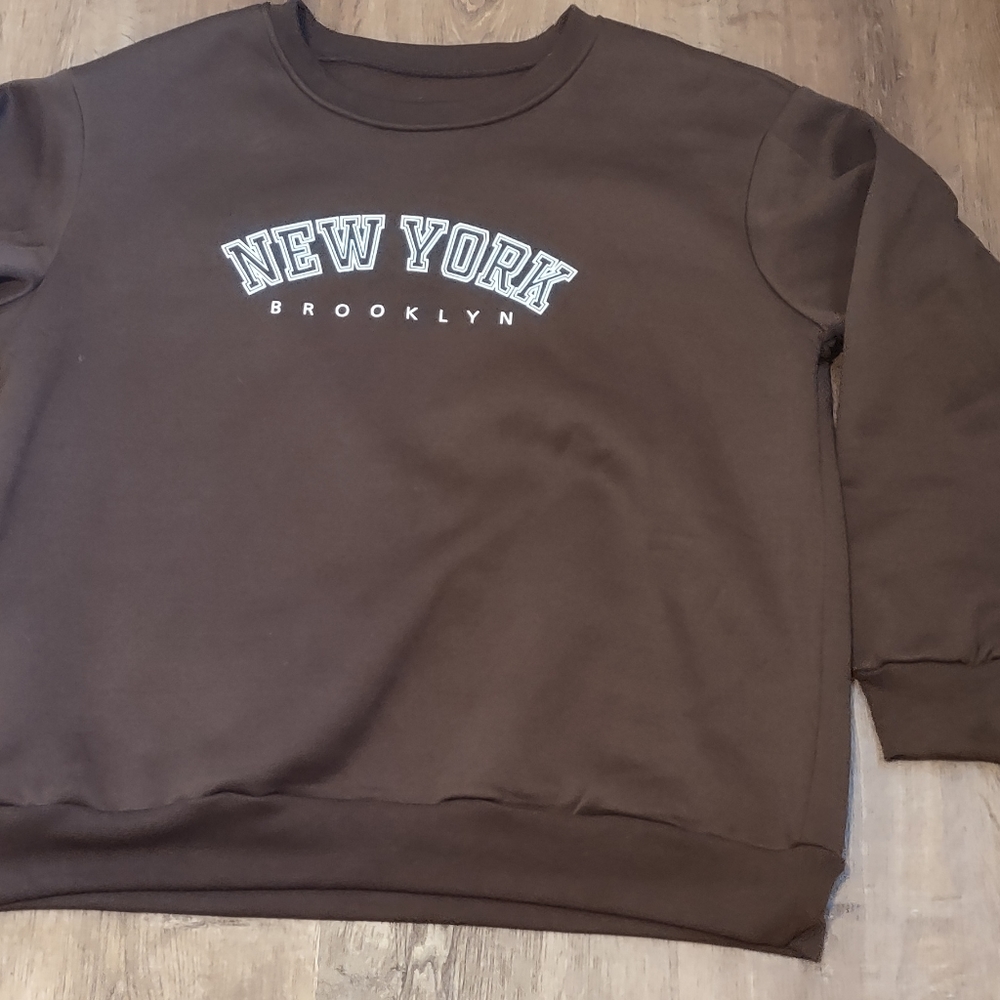 Soft Brown Brooklyn New York Oversized Pullover